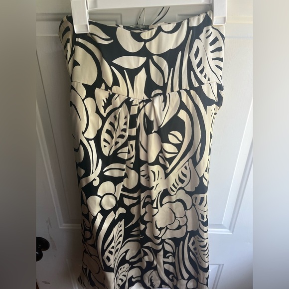 Ralph Lauren Gold and Black Tropical Print 100% Silk Strapless Satin Dress Sz 14 - Picture 8 of 10